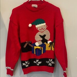 Vintage Festive Red Christmas  Sweater large